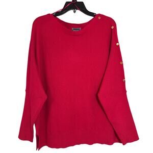 Ninety Clothing Company Large Red Long Sleeve Sweater Top Accent Gold Buttons